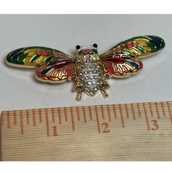 Colorful Insect Brooch with Rhinestones - Picture 3 of 4